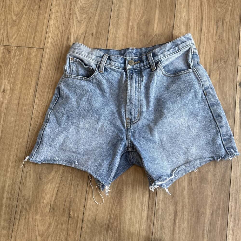J. Galt Denim Shorts Womens Sz M Blue High Waisted Cut Off Frayed boho beach